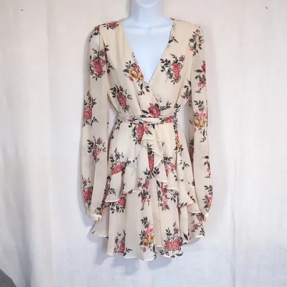 Forever 21 Dresses Forever Cream Floral Long Sleeve Sheer